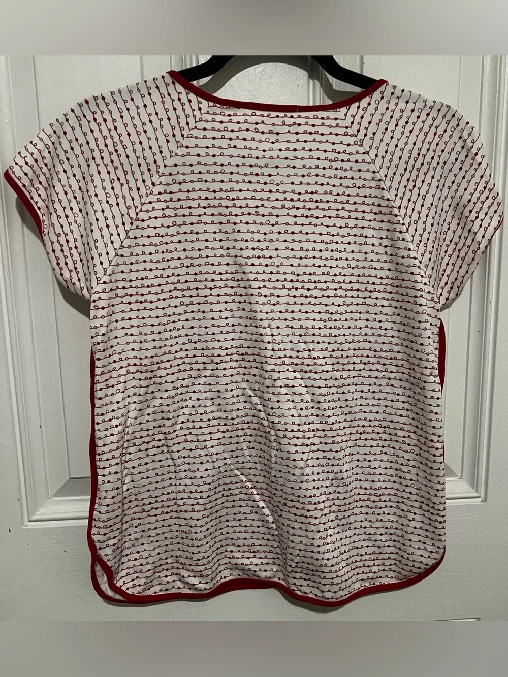 Lake 100%  Cotton  Set Pajamas Loungewear Red Garland White Striped  Sz Small
